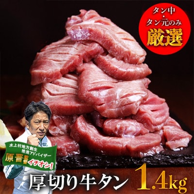 【訳あり】 塩味 厚切り　牛タン　1.4kg(500g×2P+400g×1P)　(水上村)