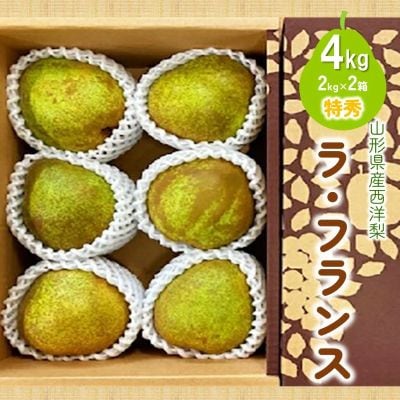 西洋梨(ラフランス)4kg(2kg×2箱)特秀品　0047-2616