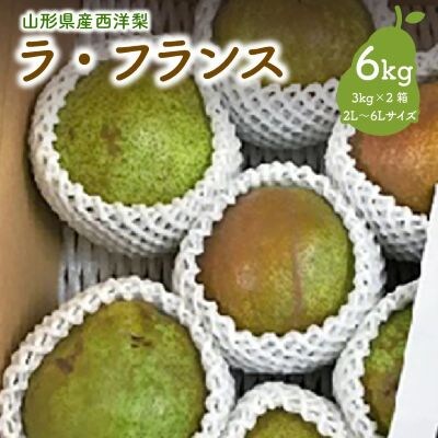 【訳あり】西洋梨(ラフランス)6kg(3kg×2箱)　ご家庭用　0047-2617