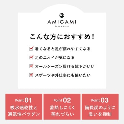 AMIGAMI 美濃和紙を使ったパイルアンクルソックス レディース2足組(紺 白 各1) 靴下