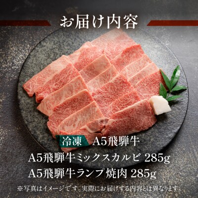A5 飛騨牛 ミックスカルビ・ランプ焼肉 計570g【11-1018】