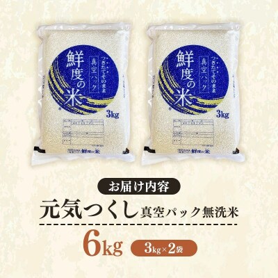 <令和7年産> 元気つくし 無洗米 真空パック 6kg(3kg×2袋)