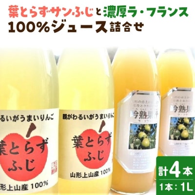 【2027年2月～発送】サンふじとラフランス100%ジュース詰合せ　4本　0075-2616
