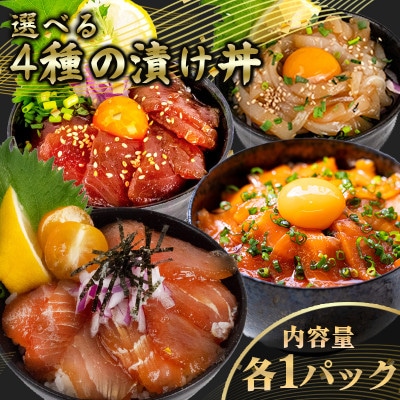 漬け丼4種セット サーモン・カジキマグロ・キハダマグロ・イカ 各1パック