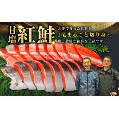 【2026年10月発送】  厚切り紅鮭一尾 9切れ 旨味抜群!! 甘塩紅鮭半身