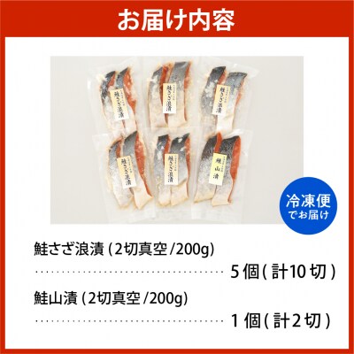 佐藤水産 鮭さざ浪漬(塩糀漬)10切 & 鮭山漬2切セット【KAT-602】