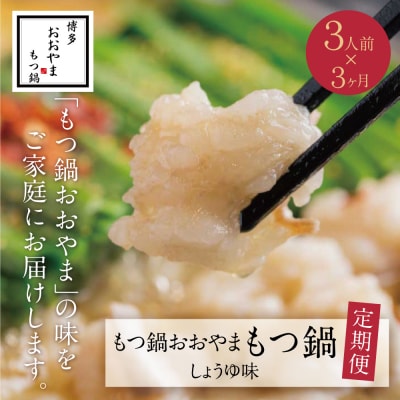 【定期便3ヶ月】博多もつ鍋おおやま しょうゆ味 3人前