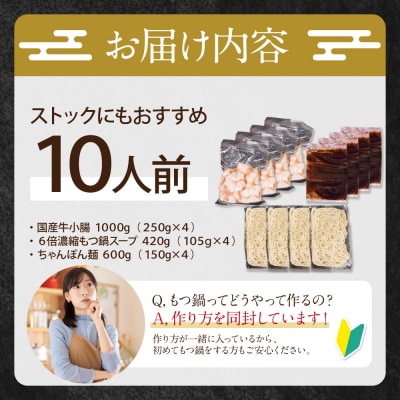博多特選もつ鍋(10人前)(4パック小分け)(醤油味)