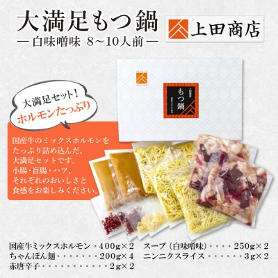 大満足もつ鍋(白味噌味 8～10人前)