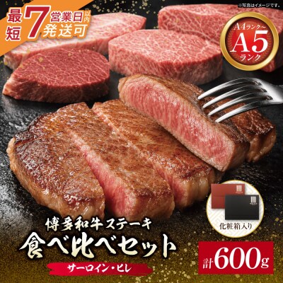 博多和牛 【A4～A5】ヒレ&サーロイン ステーキ食べ比べセット各2枚 計600g