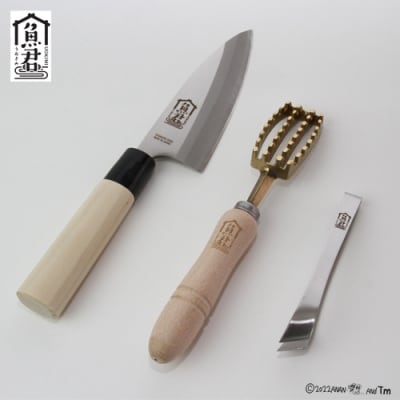 【さかなクン監修】魚君 3点セット (出刃包丁 鱗取り 骨抜き) 