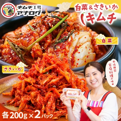 人気2種の本格キムチ 白菜&さきいかセット(各200g×2パック)(H104280)