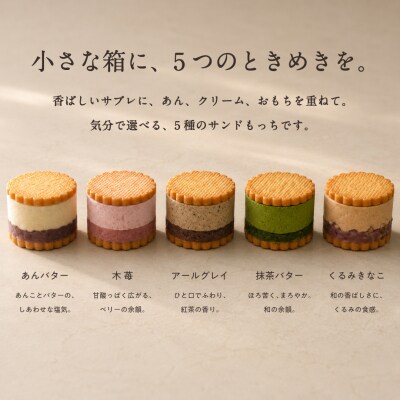 MOTCHサンドもっち5個ボックス [あんバター、いちごバター、アールグレイ、抹茶バター等各1個] 