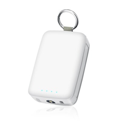 【ホワイト】モバイルバッテリー 6800mAh iPhone/Type-Cケーブル内蔵