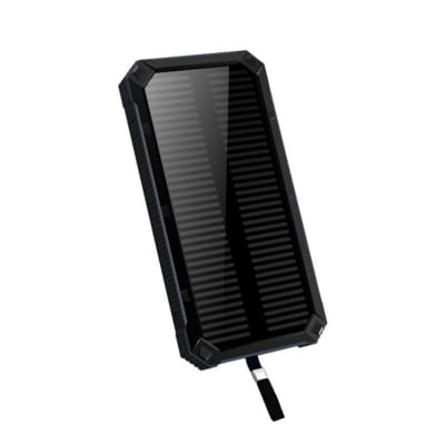 【ブラック】モバイルバッテリー 15000mAh 2in1 ソーラーパネルを搭載 