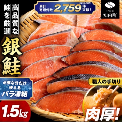 訳あり 塩銀鮭 切り身 1.5kg バラ凍結 職人手切り  北海道知内町加工