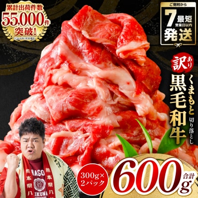 【訳あり】 くまもと黒毛和牛 切り落とし 600g(300g×2) 黒毛和牛_067-6064-B