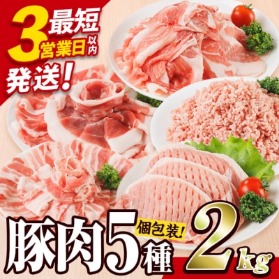 ＼3営業日以内発送/<1回配送> 豚肉 バラエティーパック (合計2kg) 