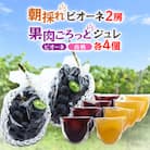 【2025年度発送分】朝採れ新鮮ピオーネ2房&ピオーネと白桃果肉ごろっとジュレセット