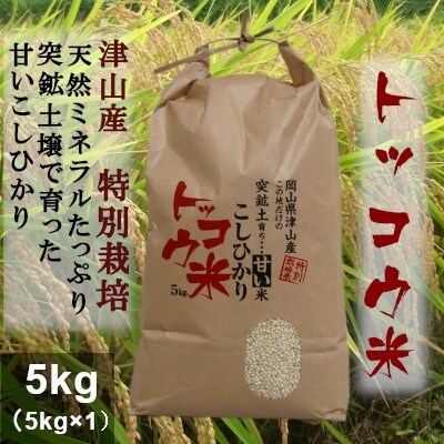 2022年7月発送開始『定期便』特別栽培こしひかり　岡山県津山　突鉱土育ちトッコウ米5kg全6回