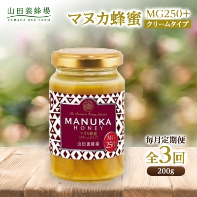 【毎月定期便】マヌカ蜂蜜(クリームタイプ)MG250+(22178)全3回