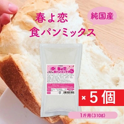 【純国産】「春よ恋」食パンミックス 1斤用×5個(ホームベーカリー用)