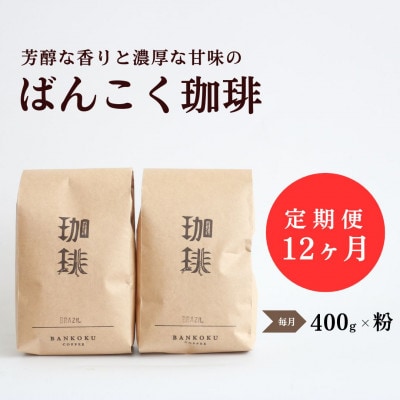 【毎月定期便】芳醇な香りと濃厚な甘味の珈琲 計400g粉×全12回