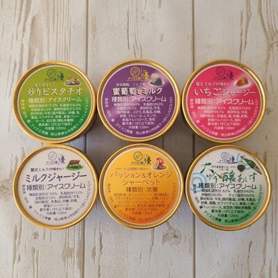 【ジャージー牛乳】パティシエが作るこだわりアイス 6種セットA　各120ml入り 