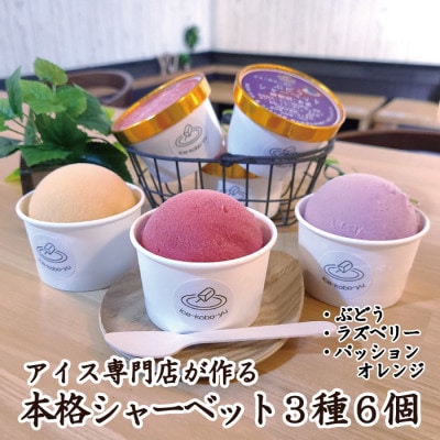 アイス専門店オーナーが作るこだわりシャーベット 3種6個セット各120ml入り 卵不使用 乳不使用