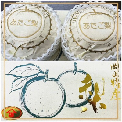 岡山県産　あたご梨 2玉 (1玉約750g) 化粧箱入り