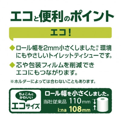 エリエール i:na(イーナ) トイレットペーパー ダブル 12R×6パック(72個)