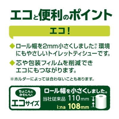 エリエール i:na(イーナ) トイレットペーパー ダブル 12R×6パック(72個)