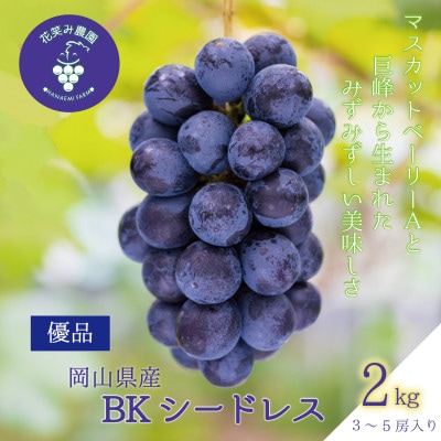 岡山　花笑み農園の『BKシードレス』2kg(3～5房)優品　B-2優【2025年9月中旬～順次発送】
