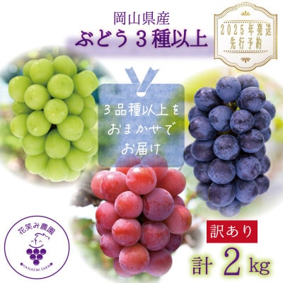 岡山　花笑み農園のブドウ『訳ありMIX3種以上』2kg　W3M-2【2025年9月中旬～順次発送】