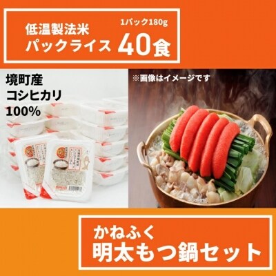 【ご飯&明太もつ鍋】パックライス40食とかねふく明太もつ鍋