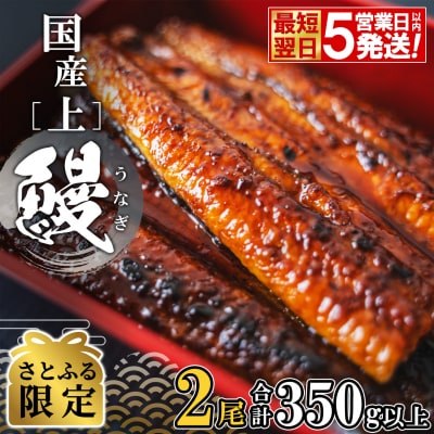 【さとふる限定】 ◎最短翌日発送◎  国産 上うなぎ 蒲焼 2尾 350g以上 うなぎ蒲焼き 鰻