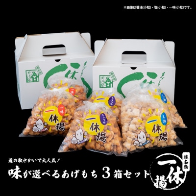 道の駅さかいで大人気! 一休揚げ【塩味・醤油・一味】 揚餅3箱大袋セット 揚げ餅 手造り