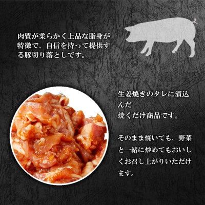 国産豚 切り落とし 味付き生姜焼き 1kg (250g × 4袋)