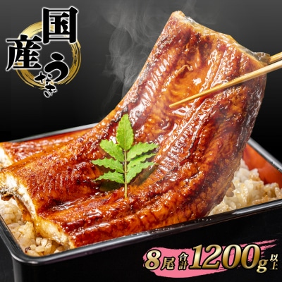 国産 うなぎ 蒲焼き 境町秘伝のタレ 8尾 計1,200g以上 簡易包装 タレ 山椒 付き