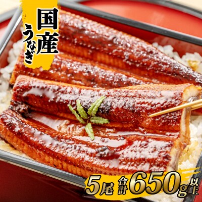 国産うなぎ 蒲焼き 境町秘伝のタレ 4度焼きあげ 5尾 計650g以上 簡易包装 タレ 山椒 付き