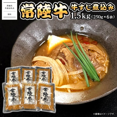 常陸牛 牛すじ 煮込み 1.5kg(250g×6袋)【茨城県共通返礼品】 おつまみ 冷凍 ピリ辛