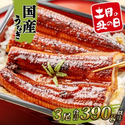 【丑の日までにお届け】 うなぎ 蒲焼 3尾 390g以上 国産 鰻 丑の日 うなぎ蒲焼き 魚