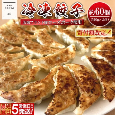 【茨城県共通返礼品】◎最短翌日発送◎ ローズポーク使用 冷凍餃子 約60個 (540g×2袋)