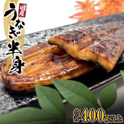 【国産うなぎ】 半身カット 6パック(3尾分/合計400g以上) タレ 山椒付