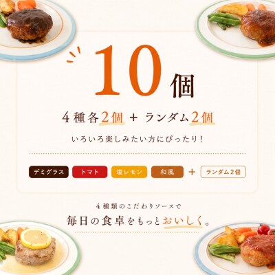◎無添加◎ 4種のハンバーグ 食べ比べ ローズポーク使用 詰合せ 国産 10個 個包装