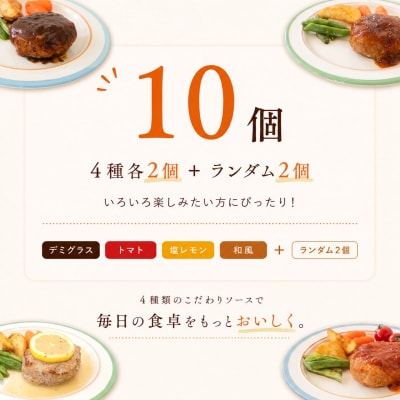 【茨城県共通返礼品】 ◎無添加◎ 4種のハンバーグ 食べ比べ ローズポーク使用 詰合せ 国産 10個