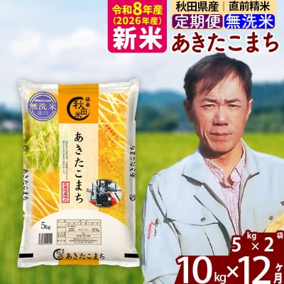 新米 令和8年産 《定期便12ヶ月》あきたこまち 10kg【無洗米】|msrf-32112