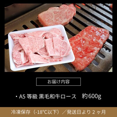 【鹿児島県産】黒毛和牛専門店 焼肉次郎長 A5等級 焼肉用 ロース 約600g