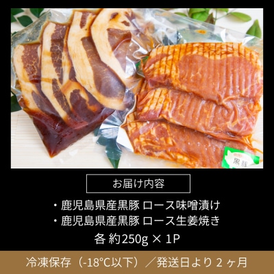 【鹿児島県産】焼肉次郎長 黒豚の食べ比べセット(味噌漬け・生姜焼き)約500g