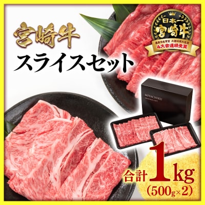 【宮崎牛】スライス1kg肩ロース・モモA4～A5等級ミヤチク内閣総理大臣賞[3018]